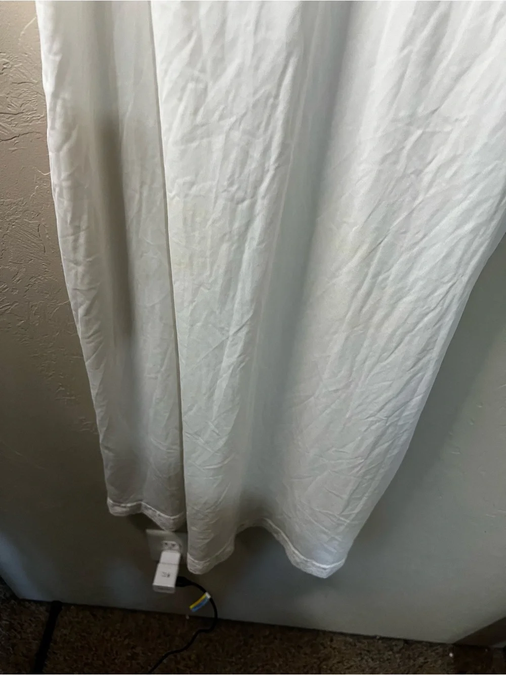 Vanity Fair Vintage 80s White Lace Trim Bridal  Semi Sheer Midi Slip Dress
